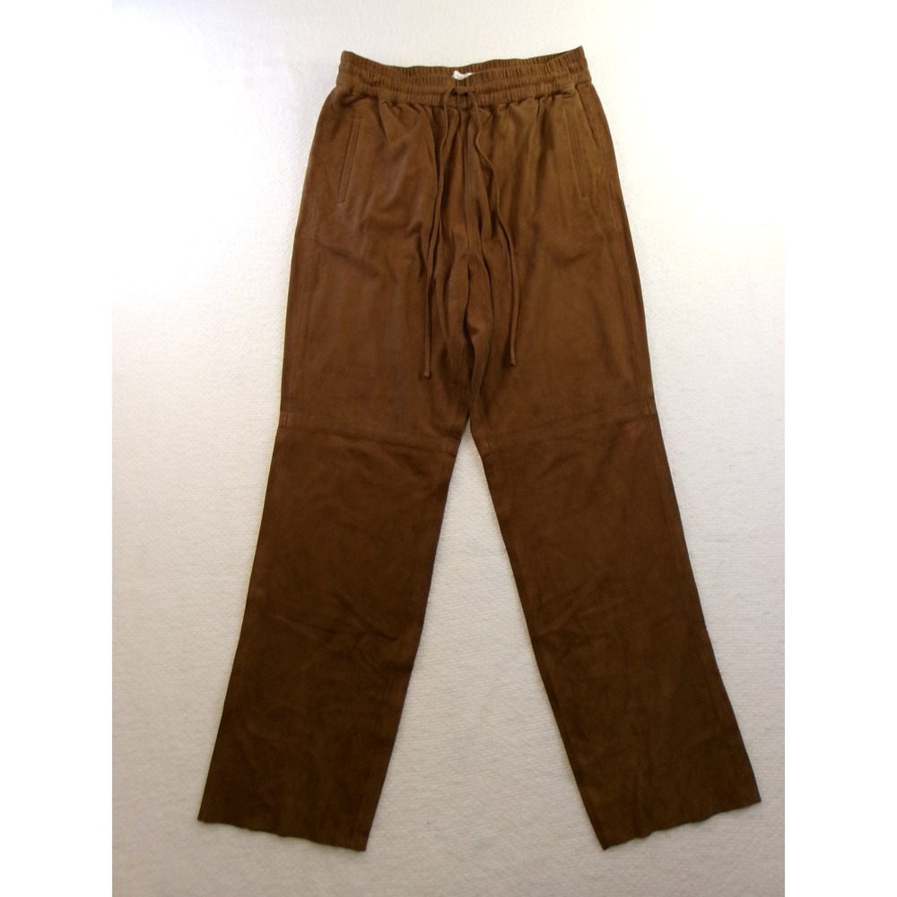 Billy Reid Men's Goat Suede Wide Leg Drawstring Pants Brown Size Medium F23